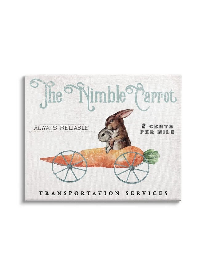 Stupell Industries Vintage Easter Bunny The Nimble Carrot Transportation Advertisement Canvas Wall Art, 20 x 16, White - Image 1