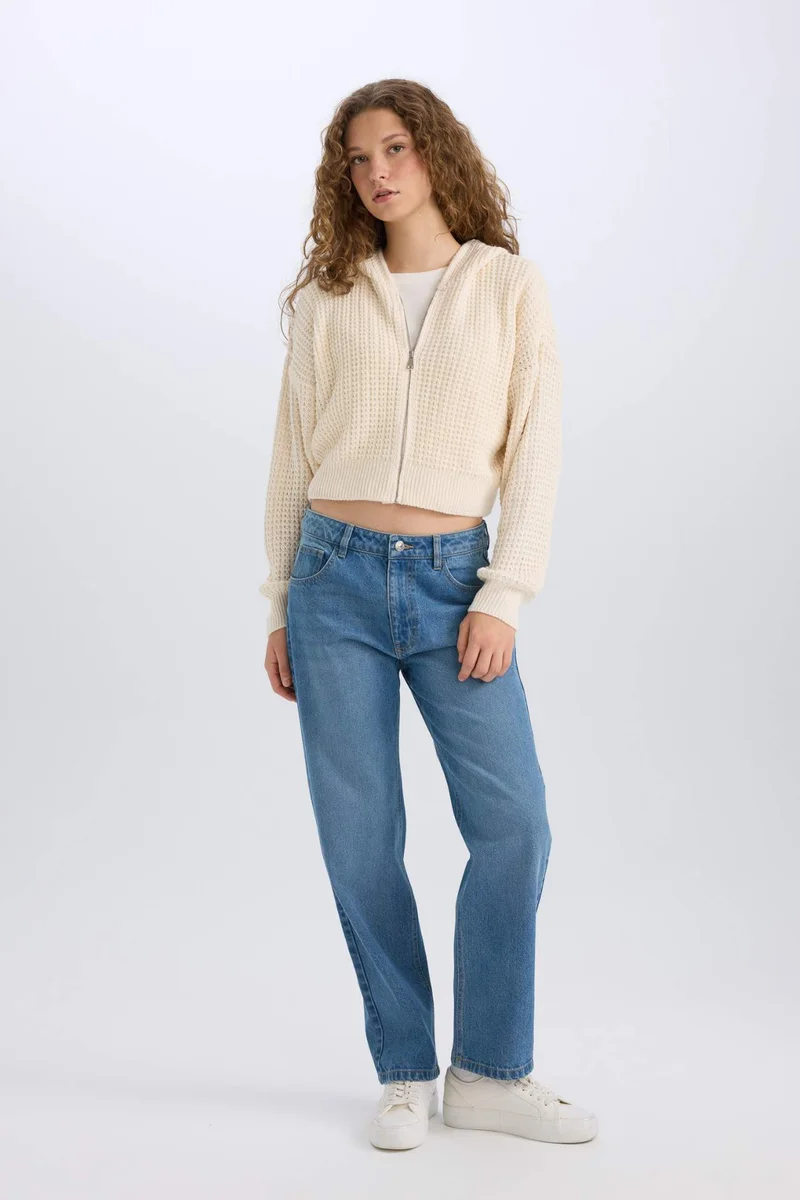 DeFacto Regular Fit Hooded Knitwear Cardigan