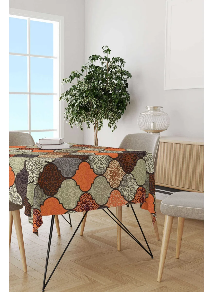كانغو هوم Orange Brown Retro Vintage Digital Printed Tablecloth OTYK294-MS