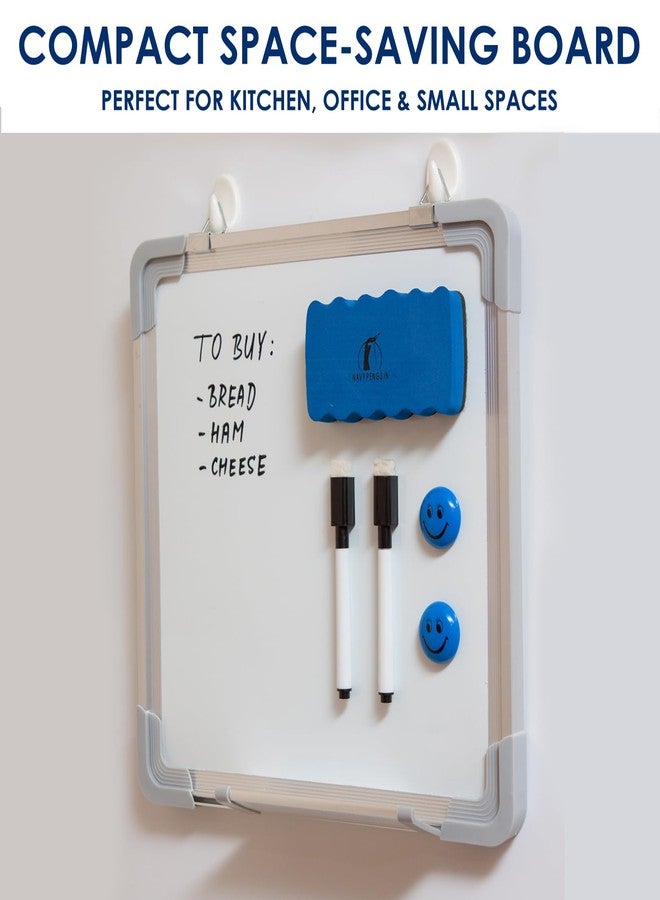 Navy Penguin Whiteboard Set - 12 x 12 in Dry Erase Board with 1 Magnetic Dry Eraser, 4 Dry Wipe Markers and 4 Magnets - Small White Board Wall Hanging Marker Board for Home and Office (12x12) - Image 3