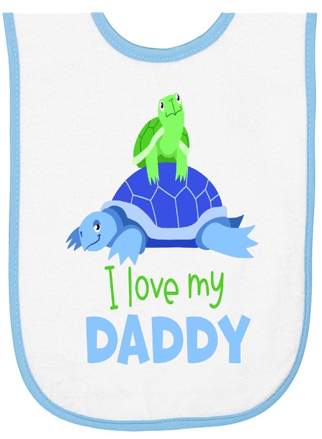 inktastic I Love My Daddy- Cute Turtle Family Baby Terry Cloth Bib White and Light Blue 43c46 - Image 1