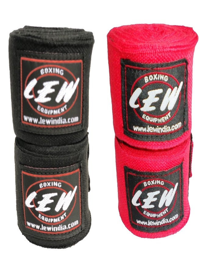 LEW Mexican Style Boxing 180" Red & 108" Black with Elastic Hand & Wrist Support Spandex Hand Wraps - Image 2