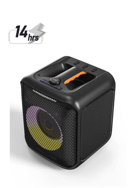 F&d Pa100 40W Bluetooth Party Speaker With 14 Hours Play Time, Multicolor light , Supporting Bluetooth ,USB , Aux , Wireless Mic , Built-in rechargeable battery , Wireless mic