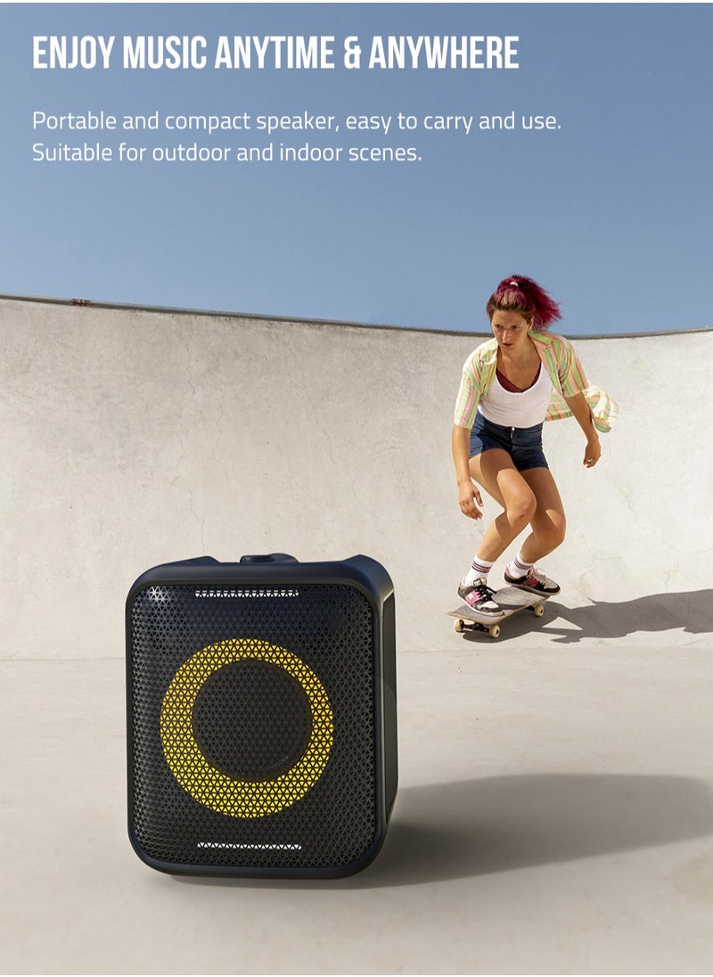 F&d Pa100 40W Bluetooth Party Speaker With 14 Hours Play Time, Multicolor light , Supporting Bluetooth ,USB , Aux , Wireless Mic , Built-in rechargeable battery , Wireless mic