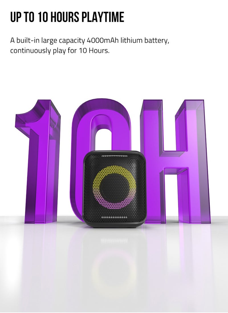 F&d Pa100 40W Bluetooth Party Speaker With 14 Hours Play Time, Multicolor light , Supporting Bluetooth ,USB , Aux , Wireless Mic , Built-in rechargeable battery , Wireless mic
