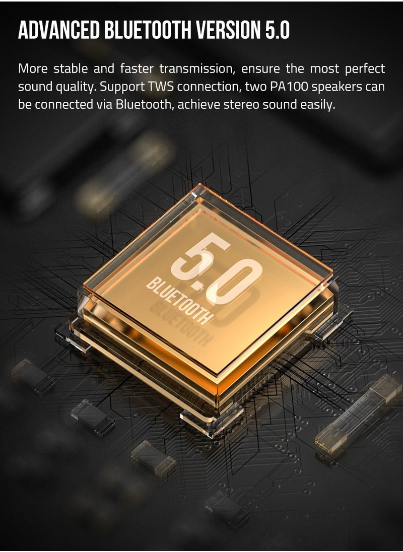F&d Pa100 40W Bluetooth Party Speaker With 14 Hours Play Time, Multicolor light , Supporting Bluetooth ,USB , Aux , Wireless Mic , Built-in rechargeable battery , Wireless mic