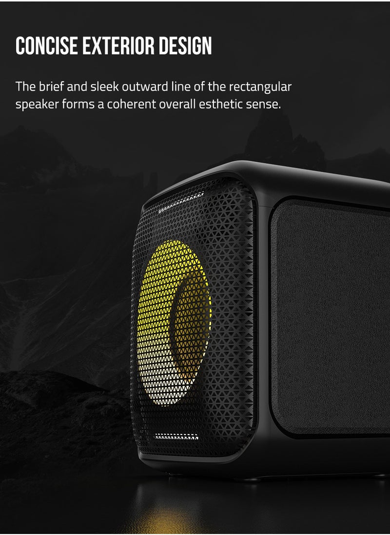 F&d Pa100 40W Bluetooth Party Speaker With 14 Hours Play Time, Multicolor light , Supporting Bluetooth ,USB , Aux , Wireless Mic , Built-in rechargeable battery , Wireless mic