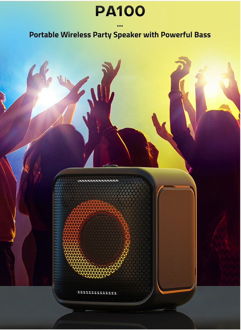 F&D F&d Pa100 40W Bluetooth Party Speaker With 14 Hours Play Time, Multicolor light , Supporting Bluetooth ,USB , Aux , Wireless Mic , Built-in rechargeable battery , Wireless mic  - Image 3