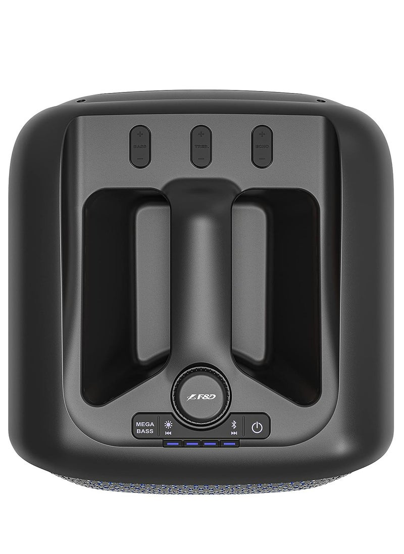 F&D F&d Pa100 40W Bluetooth Party Speaker With 14 Hours Play Time, Multicolor light , Supporting Bluetooth ,USB , Aux , Wireless Mic , Built-in rechargeable battery , Wireless mic  - Image 4