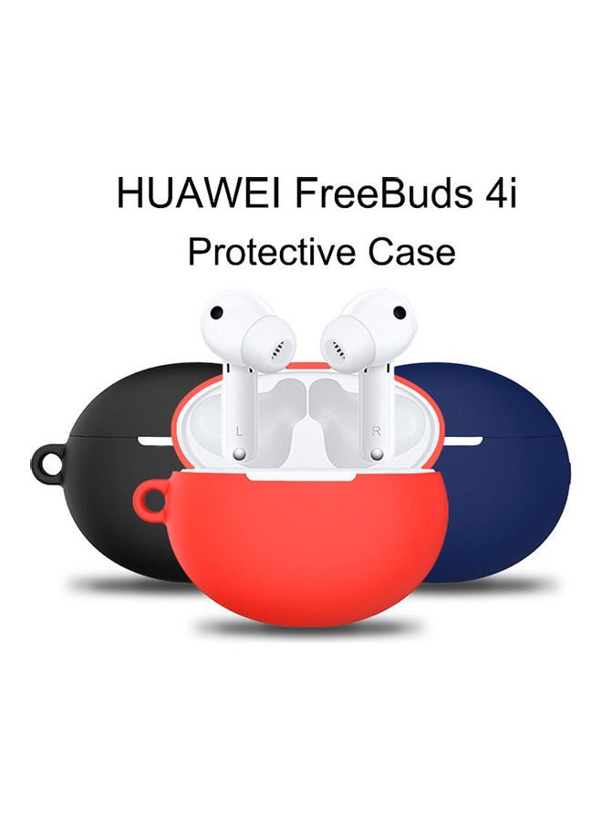 S-Color Protective Silicone Case With Carabiner For Huawei FreeBuds 4i Red - Image 2