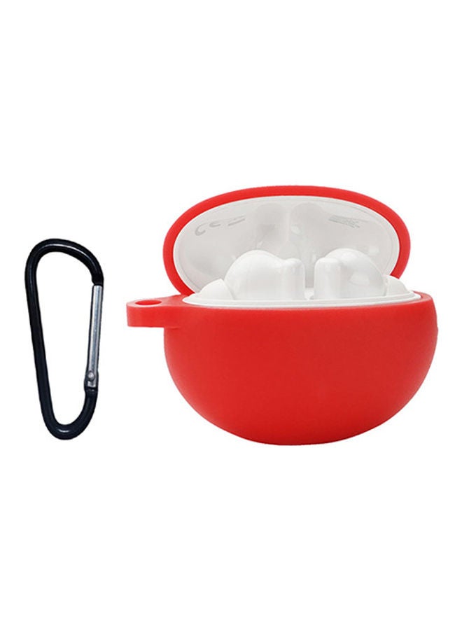 S-Color Protective Silicone Case With Carabiner For Huawei FreeBuds 4i Red - Image 1