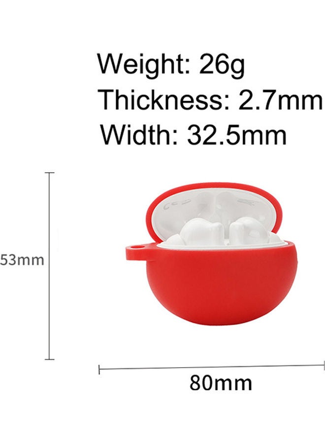 S-Color Protective Silicone Case With Carabiner For Huawei FreeBuds 4i Red - Image 3