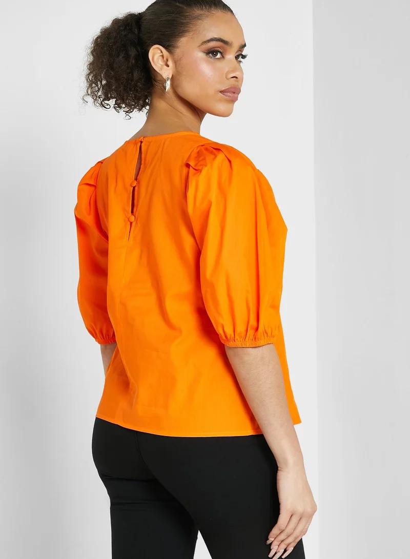 ONLY Puff Sleeve Round Neck Top
