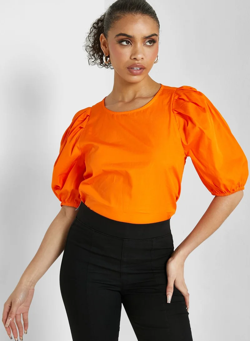 ONLY Puff Sleeve Round Neck Top