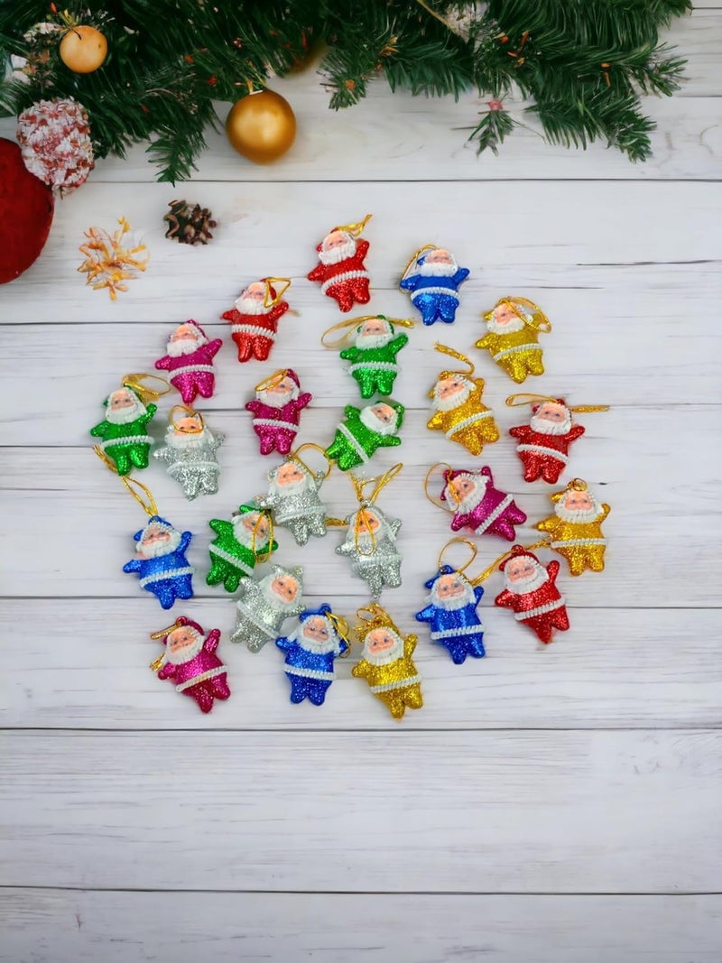 Evisha 12 Mini Glitter Santa Claus Pendant Christmas Tree Hanging Decorations Xmas Tree Ornaments Red Santa Claus Style Christmas Tree Party Hanging Decorations for Christmas Home Decoration - Image 3