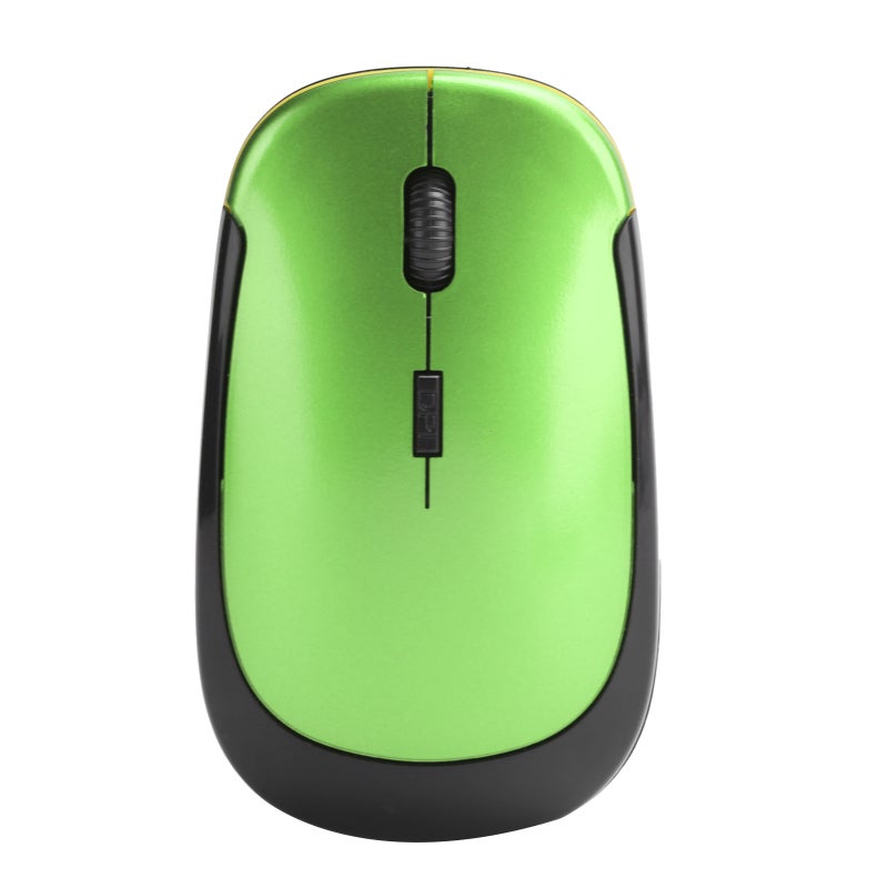 Wireless Mouse: Green Ergonomic Shape, 2.4G Anti-Interference Tech - 3 Adjustable DPI Up To 1600, Silent Buttons Plug And Play Mouse For Home Office Laptop Work - Image 2