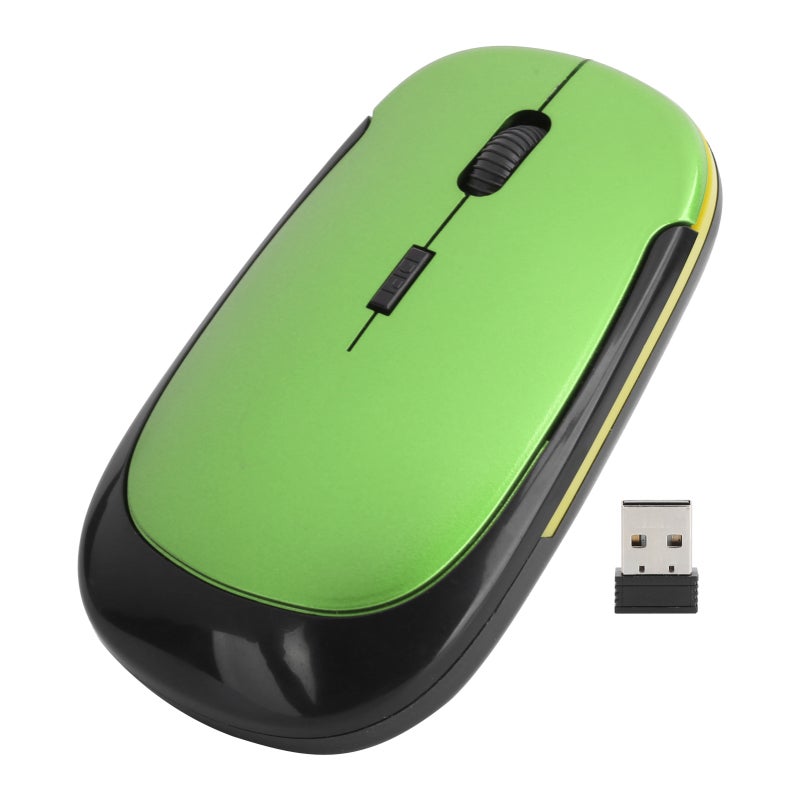Wireless Mouse: Green Ergonomic Shape, 2.4G Anti-Interference Tech - 3 Adjustable DPI Up To 1600, Silent Buttons Plug And Play Mouse For Home Office Laptop Work - Image 1