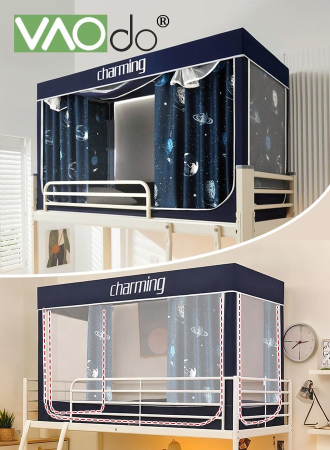 VAOdo Dorm Bunk Bed Curtains, Single Sleeper Bed Canopy Tents, Blackout Bed Tent Curtain with Mosquito Net and Bracket, Student Sleep Privacy Protection190*90*110CM - Image 1