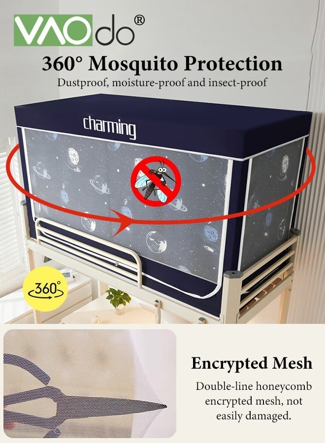 VAOdo Dorm Bunk Bed Curtains, Single Sleeper Bed Canopy Tents, Blackout Bed Tent Curtain with Mosquito Net and Bracket, Student Sleep Privacy Protection190*90*110CM - Image 2