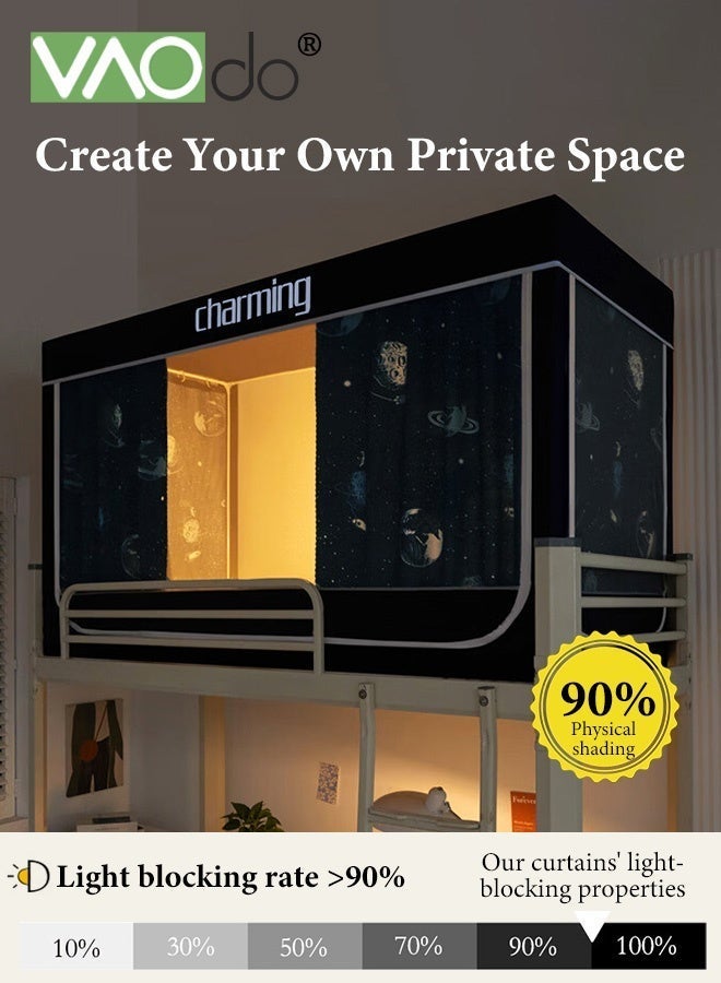 VAOdo Dorm Bunk Bed Curtains, Single Sleeper Bed Canopy Tents, Blackout Bed Tent Curtain with Mosquito Net and Bracket, Student Sleep Privacy Protection190*90*110CM - Image 3