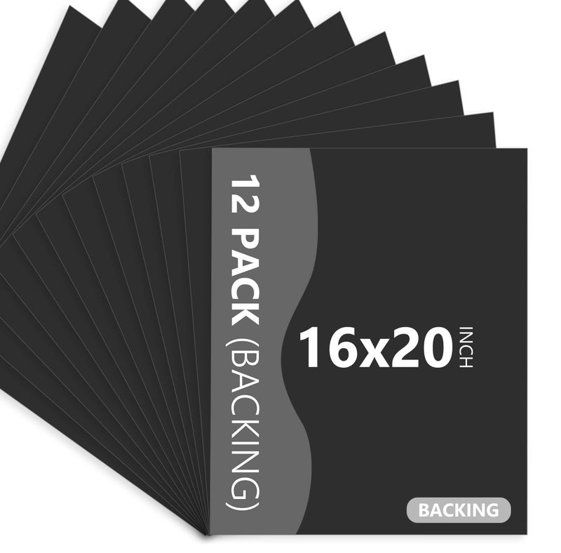 Somime 12 Pack Backing Boards Only 16x20 Uncut Black Mats Matboards Acid Free Backerboards Ideal for PhotosPicturesPrintsFramesArts