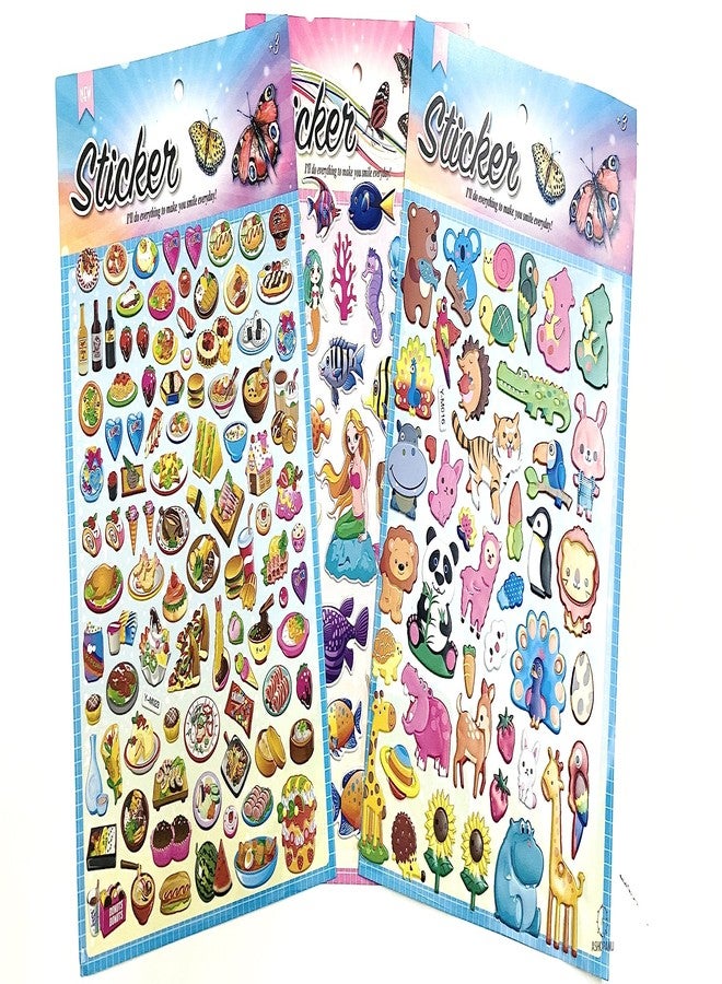 ASHOPANU 3D Puffy Junk Food, Land & Water Animals Stickers for Kids-Set of 3 - Image 2