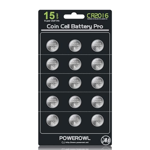 POWEROWL High Capacity CR2016 Battery (15-Pack) CR 2016 3v Lithium Batteries, 10 Years Leak-Free - Image 1