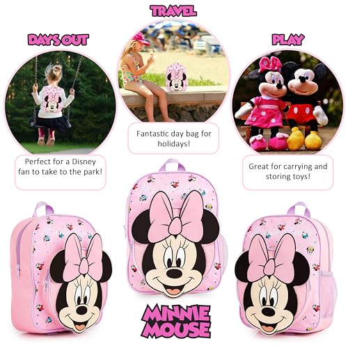 Disney Mini Backpack for Girls Toddlers 12x9” Preschool Backpack for Daycare Travel School Supplies Gifts for Girls (Pink Minnie 3D) - Image 3
