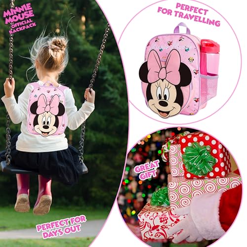 Disney Mini Backpack for Girls Toddlers 12x9” Preschool Backpack for Daycare Travel School Supplies Gifts for Girls (Pink Minnie 3D) - Image 5