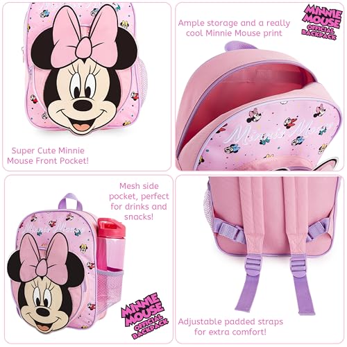 Disney Mini Backpack for Girls Toddlers 12x9” Preschool Backpack for Daycare Travel School Supplies Gifts for Girls (Pink Minnie 3D) - Image 4