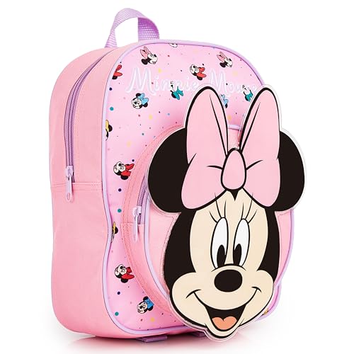 Disney Mini Backpack for Girls Toddlers 12x9” Preschool Backpack for Daycare Travel School Supplies Gifts for Girls (Pink Minnie 3D) - Image 1
