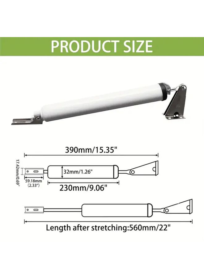 2 Pack White Screen Door Closers Kit Adjustable Pneumatic Closing Speed Bracket - Image 3
