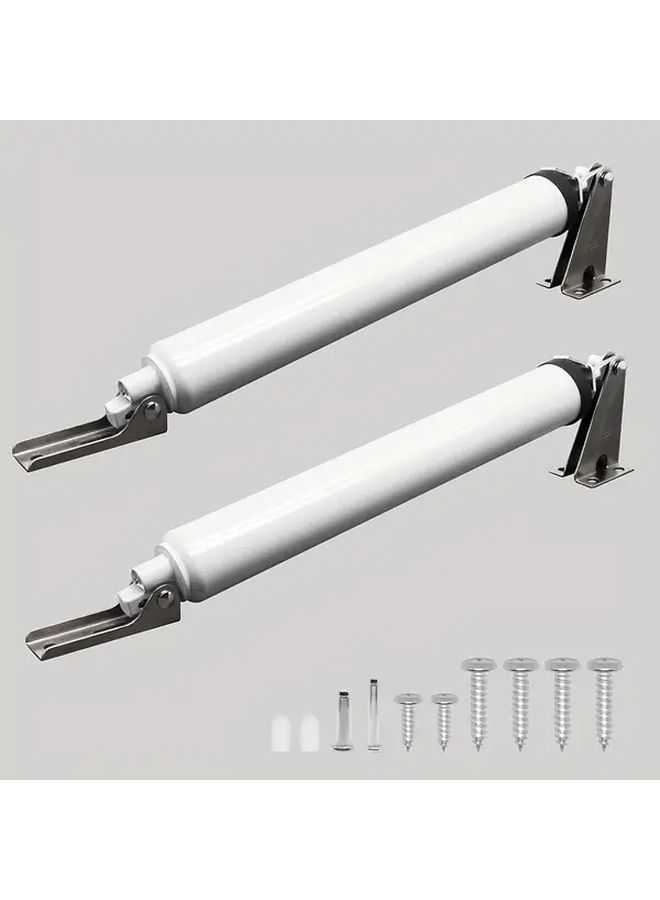 2 Pack White Screen Door Closers Kit Adjustable Pneumatic Closing Speed Bracket - Image 1