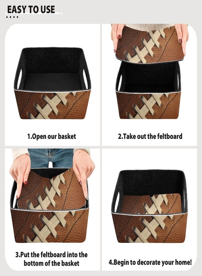 Kcldeci Angled Laces Of A Football Storage Bins Baskets for Organizing 2Pack, Sturdy Storage Basket Foldable Storage Baskets for Shelves Closet Nursery Toy - Image 2