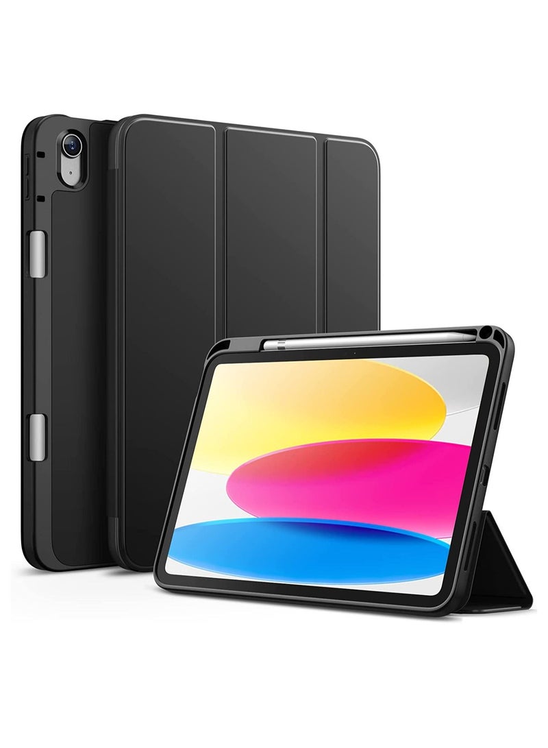 iPad Air 5th Generation Case 2022/ iPad Air 4th Generation Case 2020 10.9 Inch with Pencil Holder Auto Sleep/Wake Trifold Stand Smart Case for iPad Air 5/4 Case Black Color
