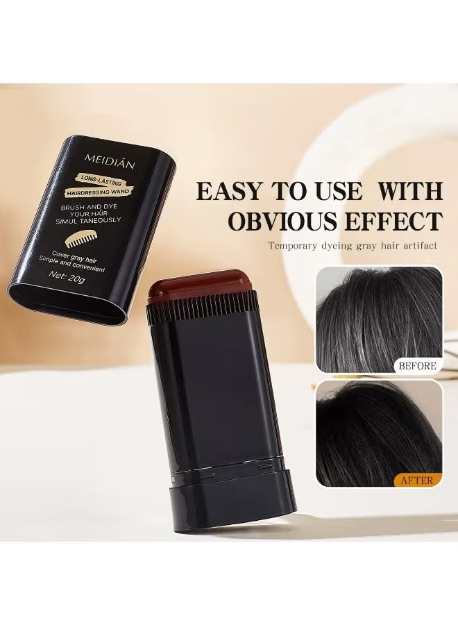 02 # أسود بنيعصا تلوين الشعر المؤقتة ، لمسة الجذر ، غطاء لمسة رمادية على الفور ، تغطية سريعة متعددة الوظائف للشعر الرمادي واللحية ، عصا لمس مؤقتة مقاومة للماء طويلة الأمد 02 # أسود بني - Image 4