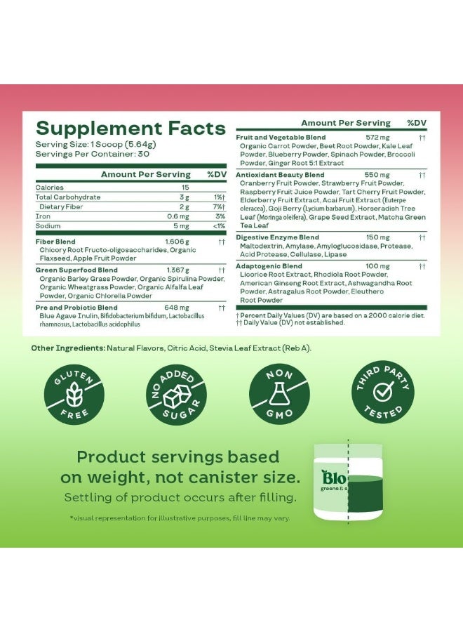 Bloom Nutrition Bloom Green Juice Powder Strawberry-Kiwi Flavor 181g 30 Services - Image 5