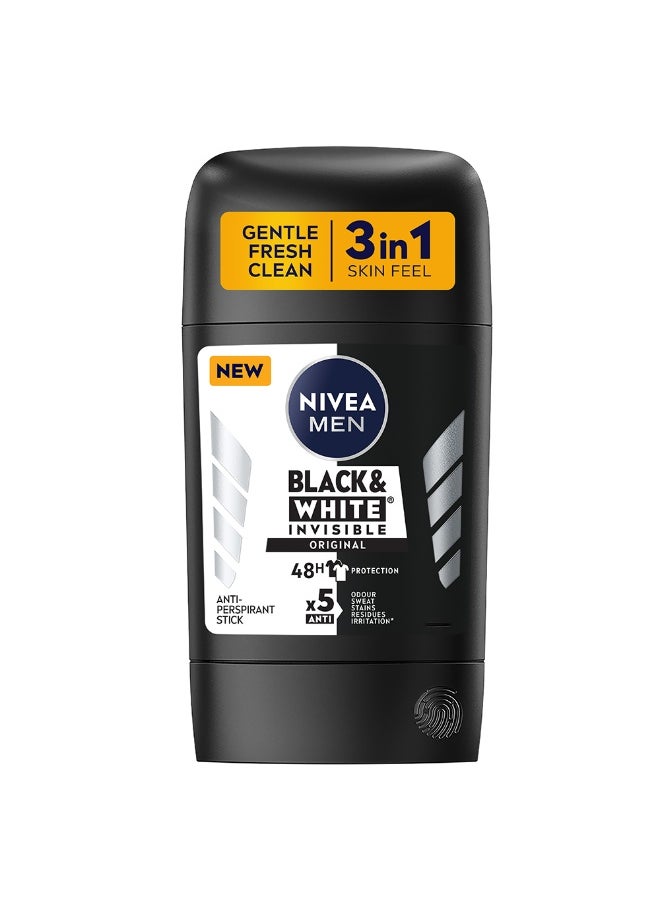 Nivea Nivea Black & White Antiperspirant Stick, for Men, 50 ml 