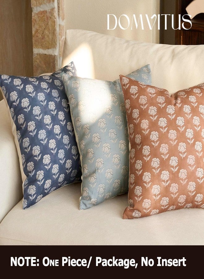 DOMVITUS Floral Pillow Covers 20x20 Throw Pillow Covers Decorative Block Floral Print Vintage Pillow Cover for Living Room Couch Bed, Light Blue, 1PC - Image 5
