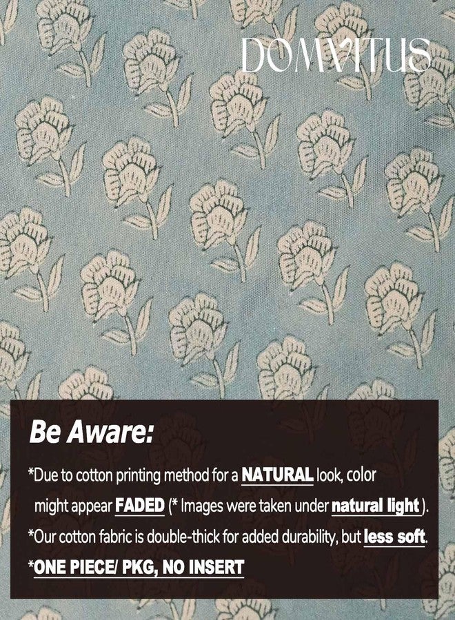 DOMVITUS Floral Pillow Covers 20x20 Throw Pillow Covers Decorative Block Floral Print Vintage Pillow Cover for Living Room Couch Bed, Light Blue, 1PC - Image 3