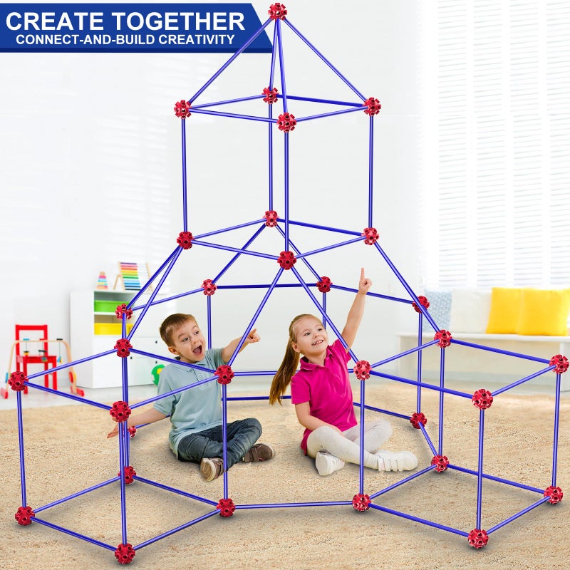 V-Opitos 180 Pack Fort Building Kits for Kids Age 4, 5, 6, 7, 8+ Years Old, Creative STEM Building Toys for DIY Castles, Tunnels, Play Tent, Ideal Christmas, Birthday Gifts for Boys & Girls - Image 2
