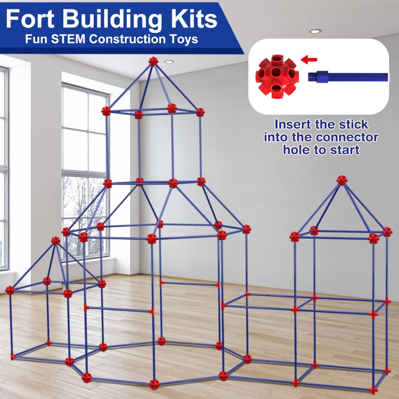 V-Opitos 180 Pack Fort Building Kits for Kids Age 4, 5, 6, 7, 8+ Years Old, Creative STEM Building Toys for DIY Castles, Tunnels, Play Tent, Ideal Christmas, Birthday Gifts for Boys & Girls - Image 1