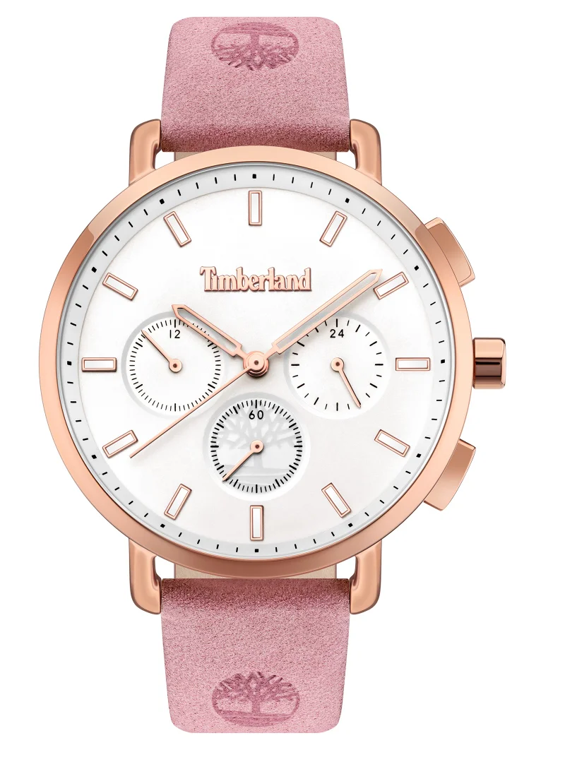 Timberland Elmstead Women's Watch Analog White Dial Pink Leather Strap