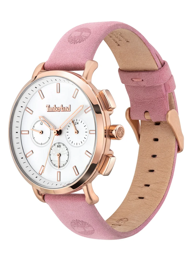 Timberland Elmstead Women's Watch Analog White Dial Pink Leather Strap