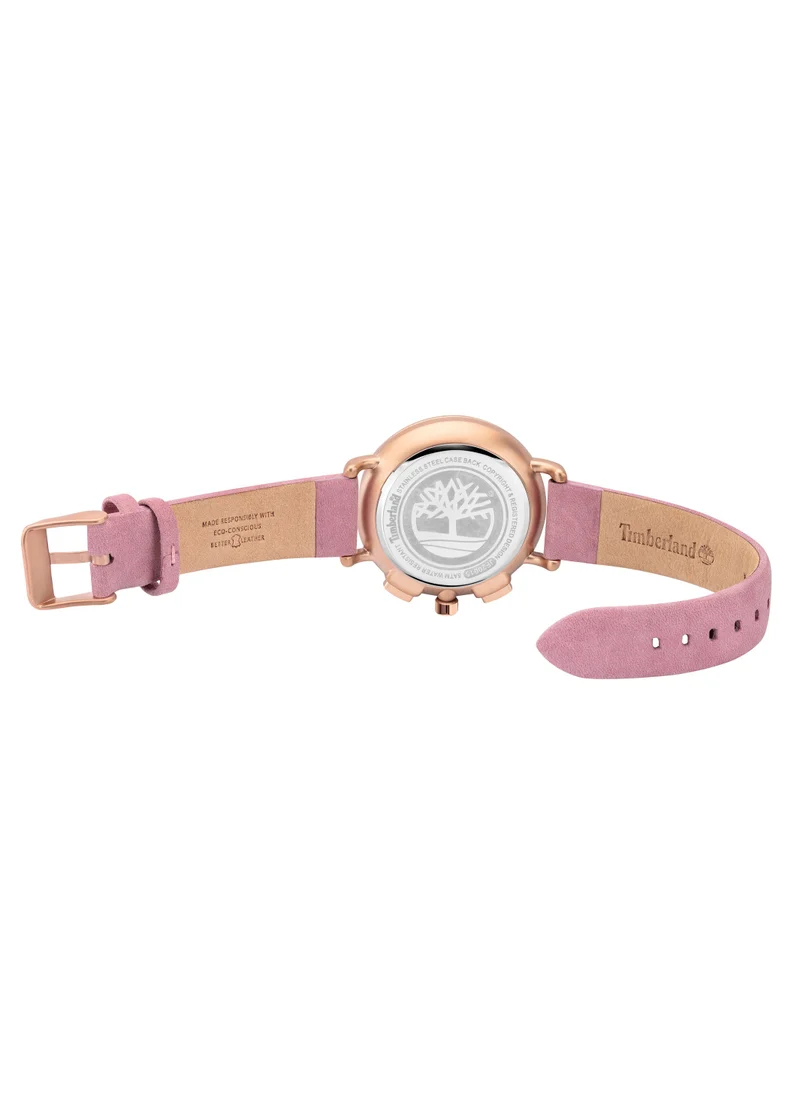 Timberland Elmstead Women's Watch Analog White Dial Pink Leather Strap