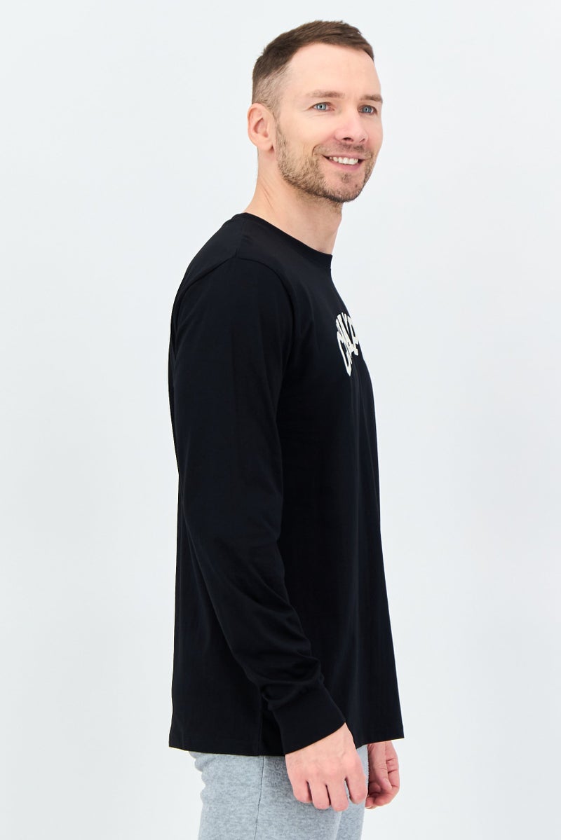 Champion تي شيرت رياضي للرجال بأكمام طويلة مناسب للخارج، أسود - Image 3