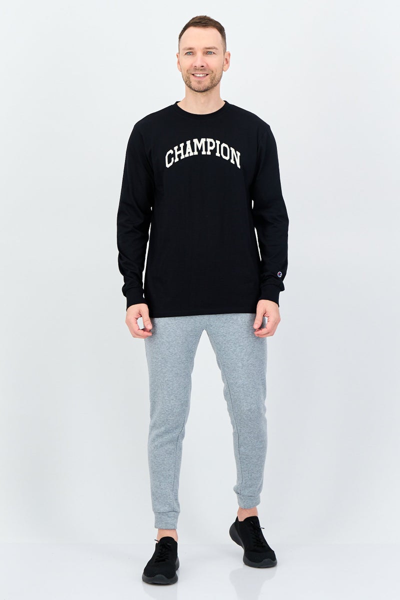 Champion تي شيرت رياضي للرجال بأكمام طويلة مناسب للخارج، أسود - Image 4