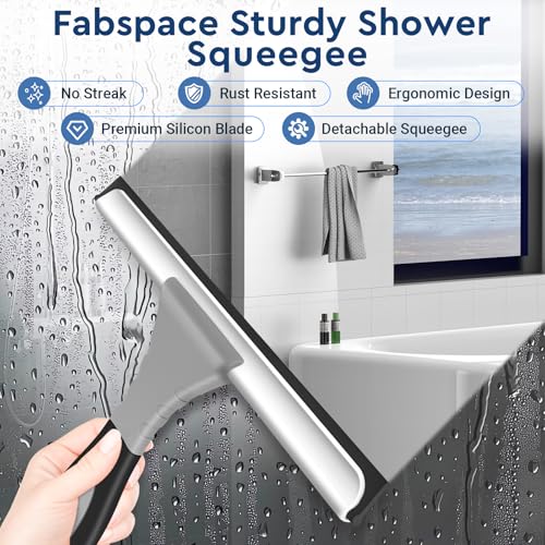 Fabspace All-Purpose Silicone Shower Squeegee for Glass, Window, Door, Mirror, Car Windshield & Tile Wall, Portable Cleaner Tools, Includes One Hook & One Adhesive,10 Inches (Gray) - Image 2