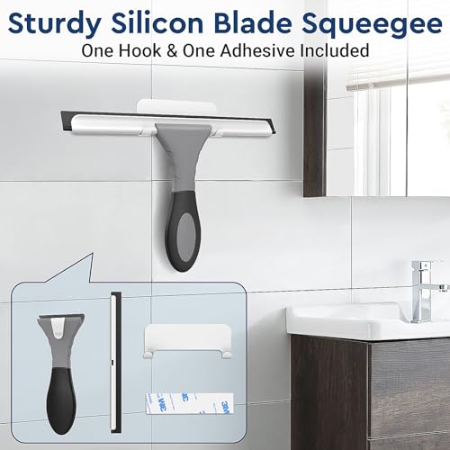 Fabspace All-Purpose Silicone Shower Squeegee for Glass, Window, Door, Mirror, Car Windshield & Tile Wall, Portable Cleaner Tools, Includes One Hook & One Adhesive,10 Inches (Gray) - Image 5