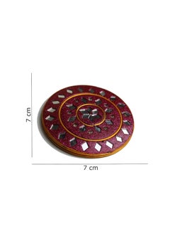 Antiques Nirmala Antiques Nirmala Round Hand Mirror Rajasthani Mirror Stylish Lakh Mirror Decorative Showpiece 11 cm Metal Multicolor  - Image 3